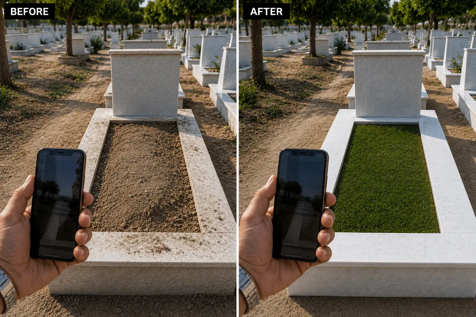 Before & After Photo — Qabar Safai grave care service